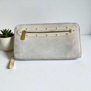 Louis Vuitton Suhali leather long zippy wallet off white gold